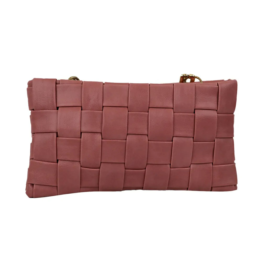 Woven Shoulder Bag with Gold Chain Strap Fashion Party Sling bag