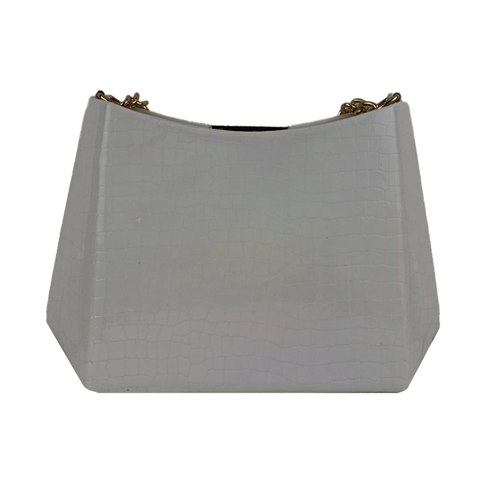 Texture Chain Strap Handbag with Detachable Sling Strap Stylis