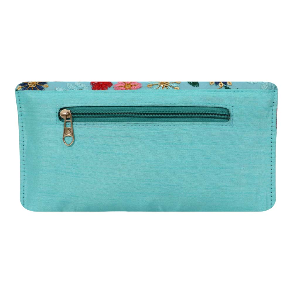 Floral Embroidered Clutch with Sequin Detailing