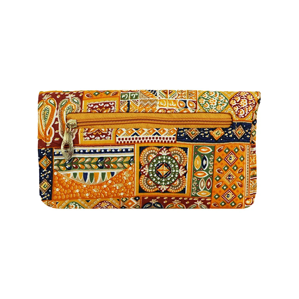 Women Black Ethnic Printed Clutch with Pearl Detailing – Traditional Party Envelope Handbag
