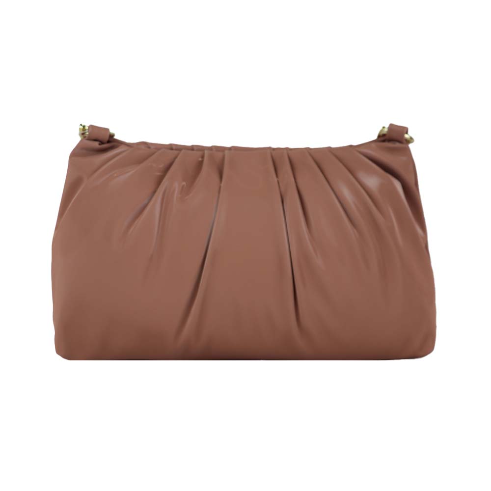 Velvet Pattern Shoulder Bag with Gold Chain Strap Teddy Charm Fashion