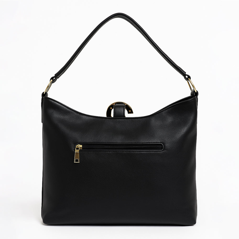 Taupe Metallic Ring Accent Hobo Bag