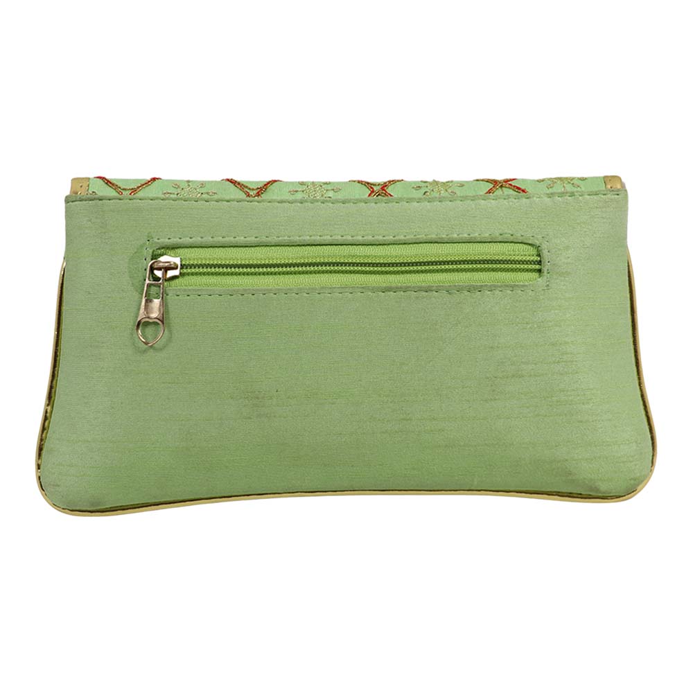 Embroidered Clutch with Gold Detailing Accents