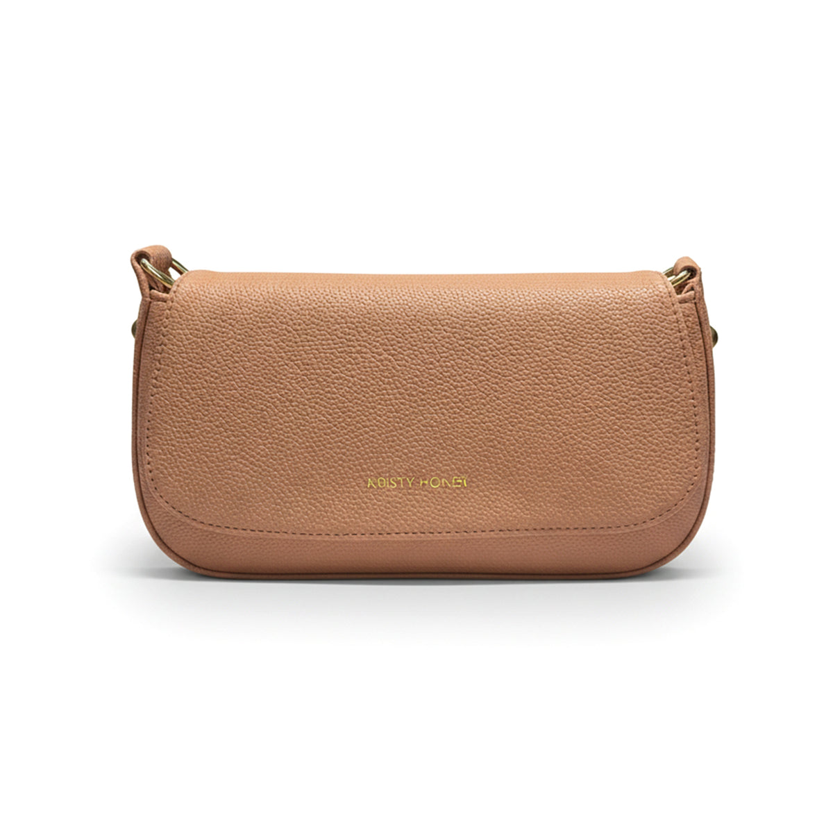 Elegant Textured Flap Shoulder Bag with Gold Chain Strap