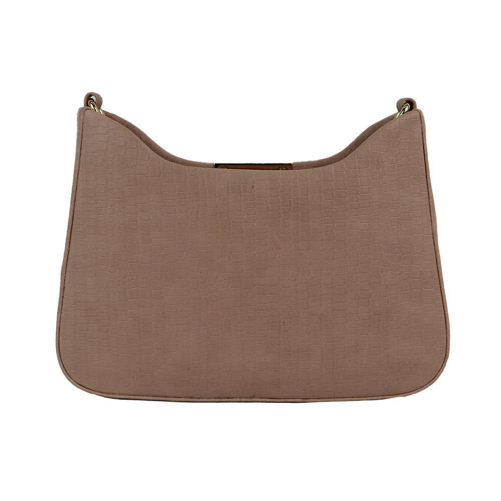 Texture Sling Bag with Gold Chain Strap