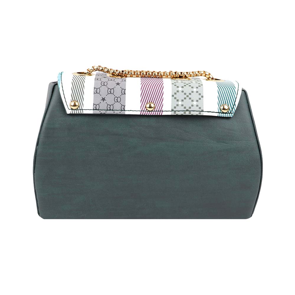 Chain Strap Sling Bag with Pattern Flap bag