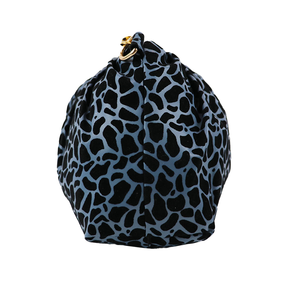 Velvet Pattern Shoulder Bag with Gold Chain Strap Teddy Charm Fashion