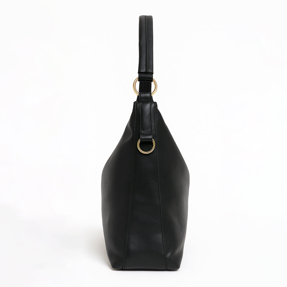 Taupe Metallic Ring Accent Hobo Bag