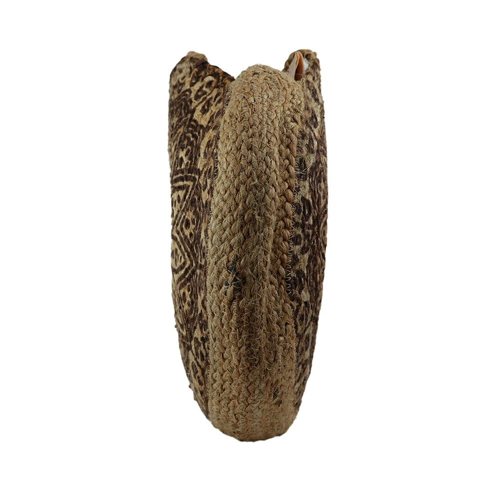 Women’s Round Jute Sling Bag with Rope Strap