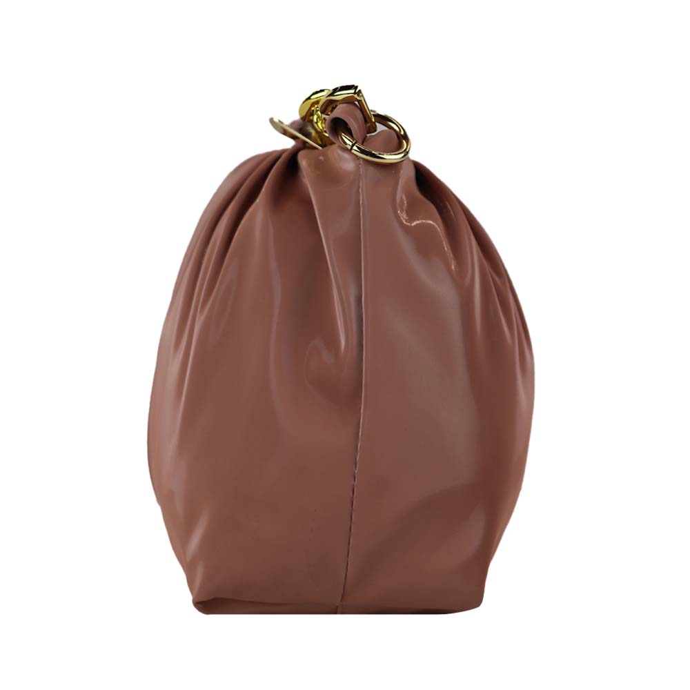Velvet Pattern Shoulder Bag with Gold Chain Strap Teddy Charm Fashion