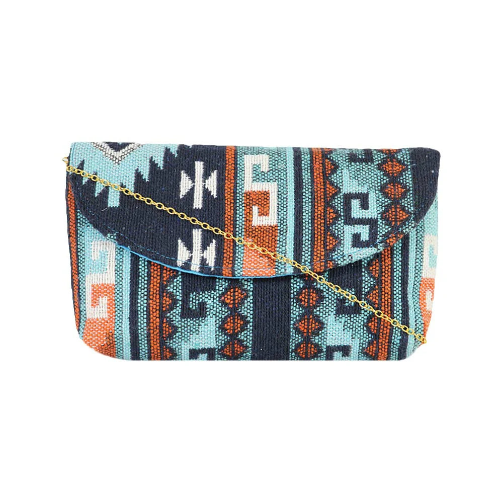 Women’s Multicolor Embroidered Clutch with Detachable Chain Strap