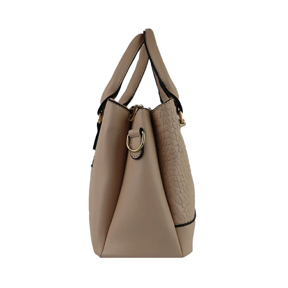 Texture Handbag with Top Handle & Sling Strap Stylish