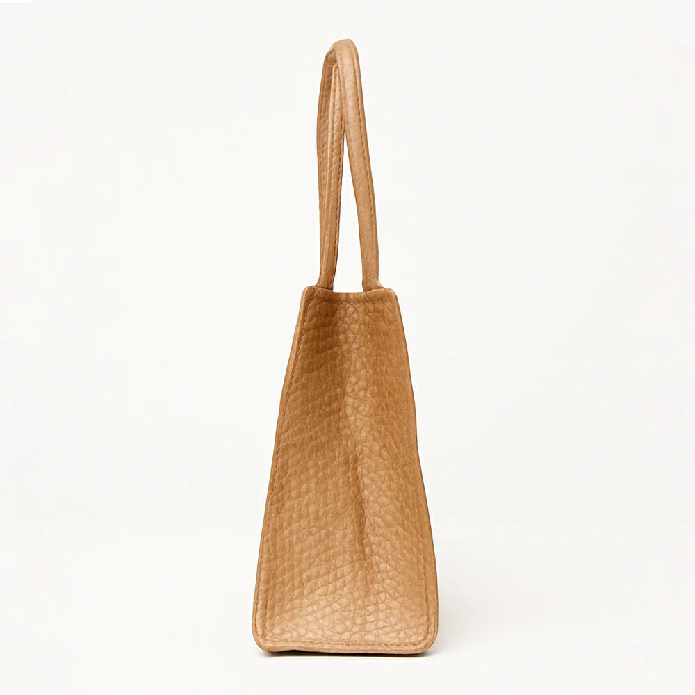 Tan Woven Textured Tote Bag