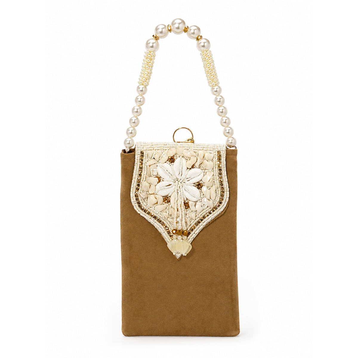 Women's Embroidered Ethnic Mobile Pouchwith Gold Chain Strap | Festive & Traditional