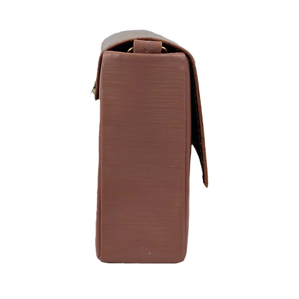 Texture Sling Bag with Gold Chain Strap