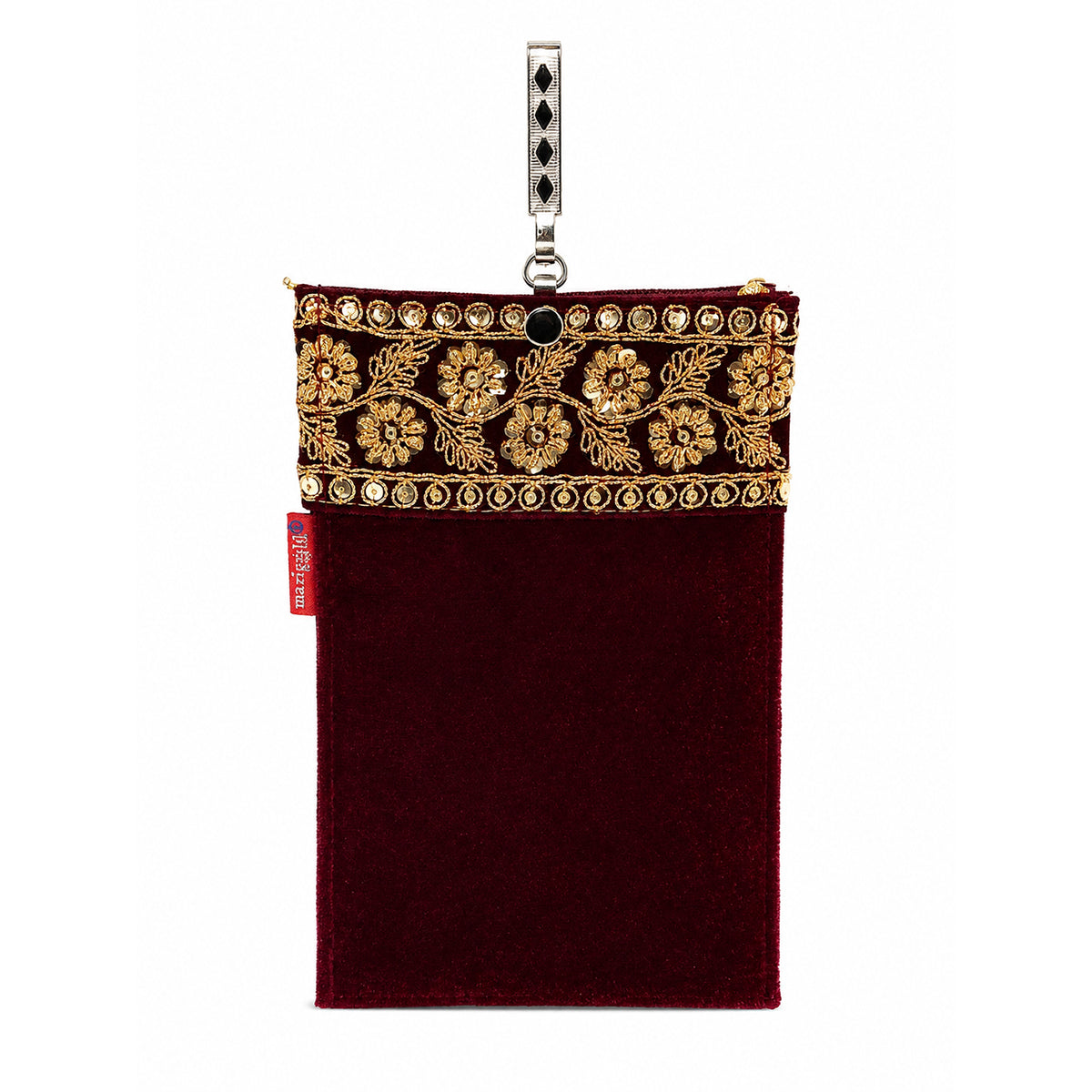 Women's Embroidered Ethnic Mobile Pouchwith Gold Chain Strap | Festive & Traditional