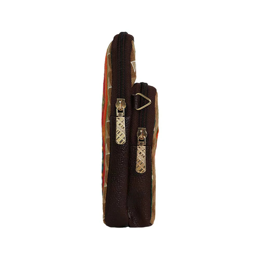 Multicolor Printed Sling Bag with Dual Zipper