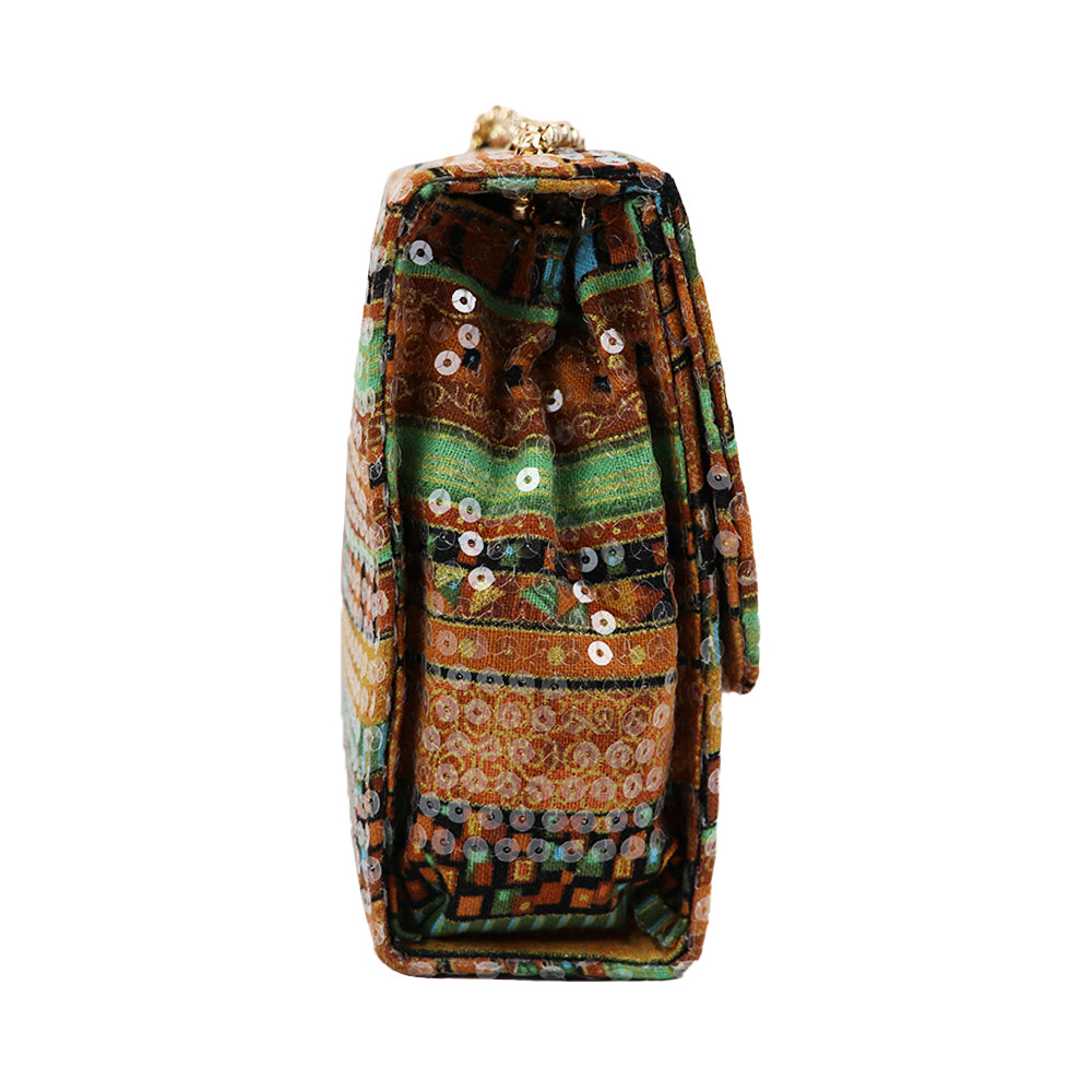 Clutch Bag with Gold Chain Strap Stylish Party Handbag