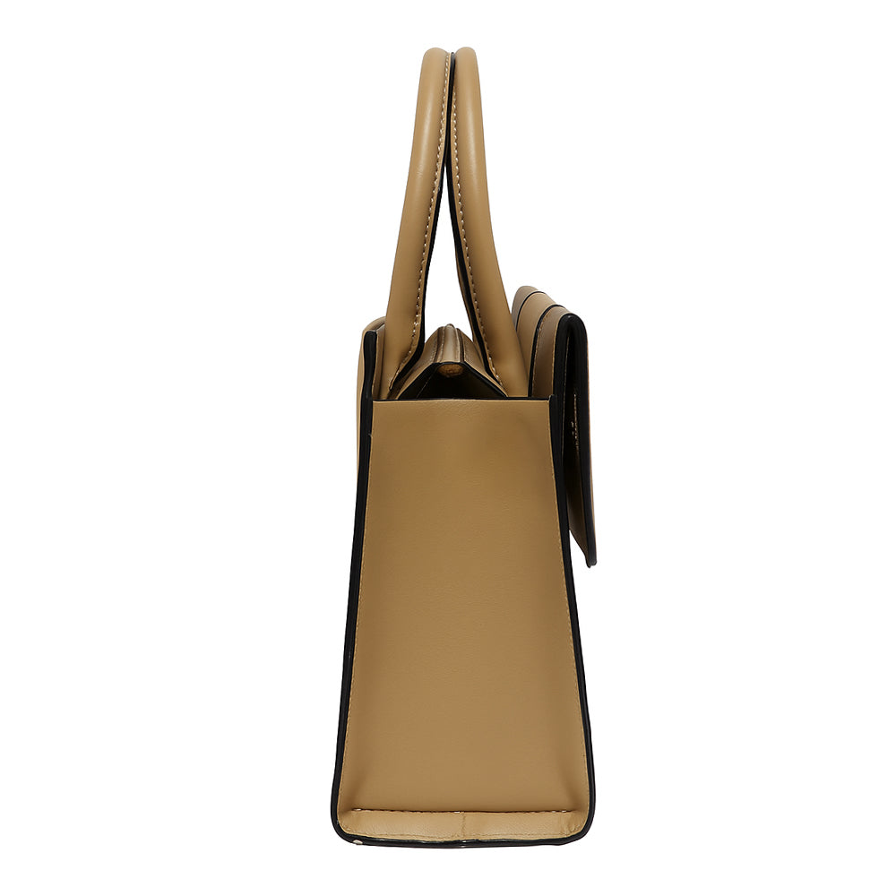 Elegant Striped Flap Top Handle Handbag