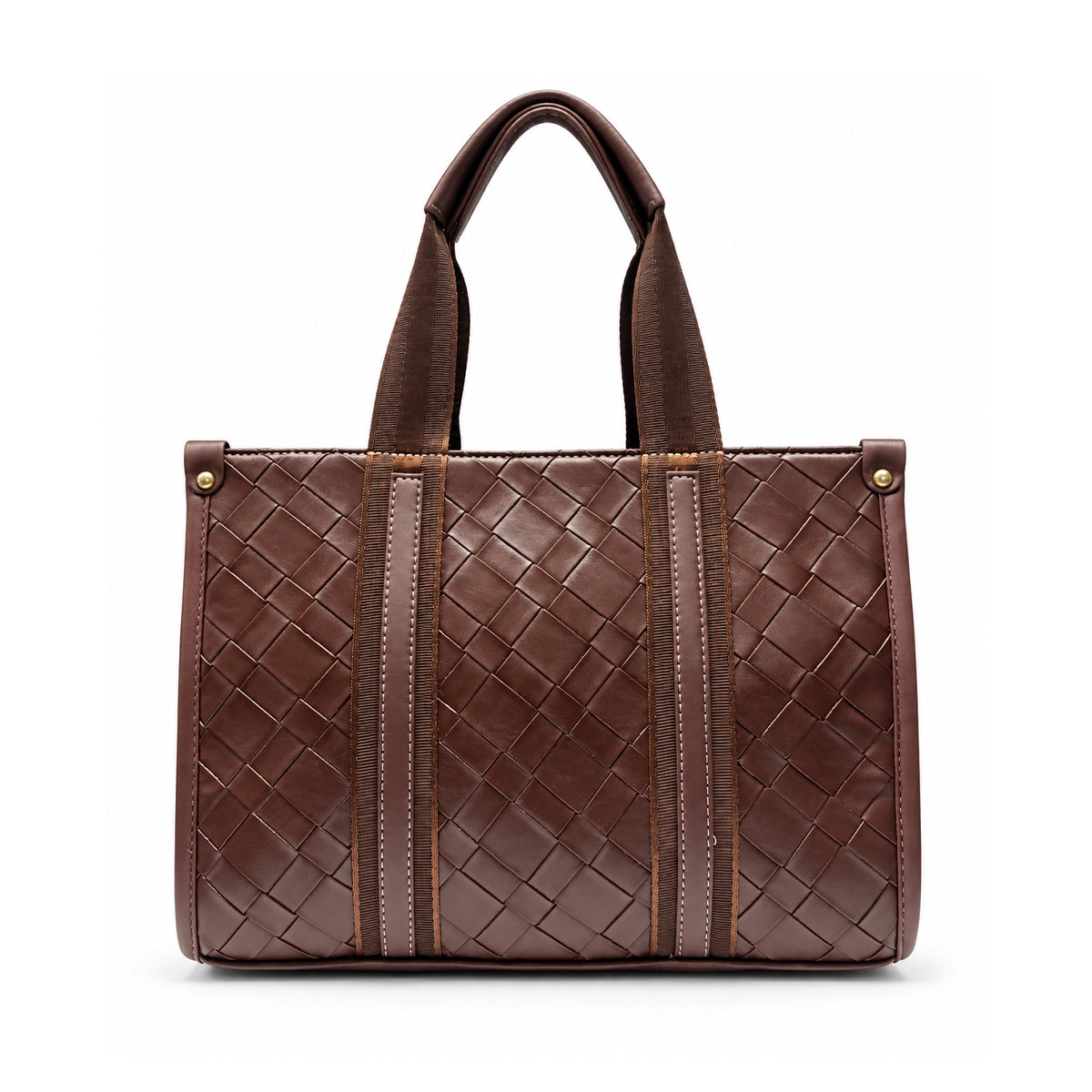 Women’s Quilted Handbag with Detachable Shoulder Strap - Brown