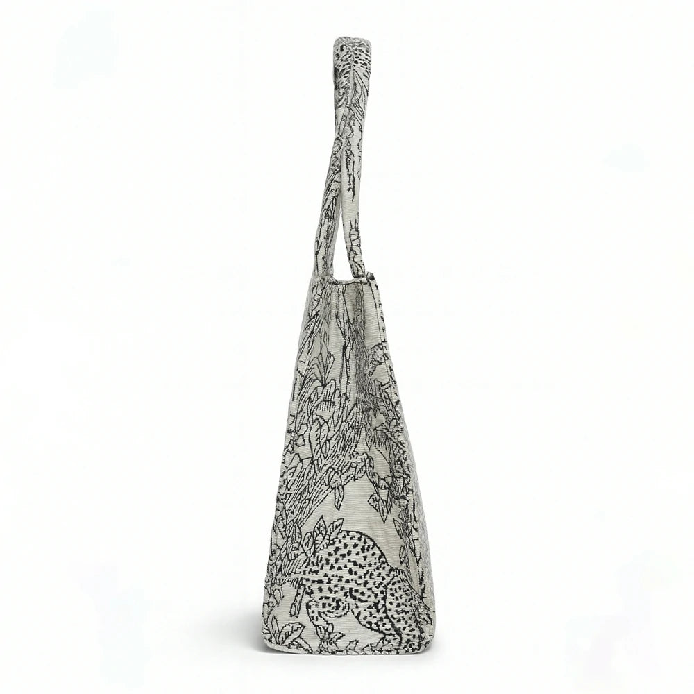 Monochrome Jungle Tapestry Tote Bag