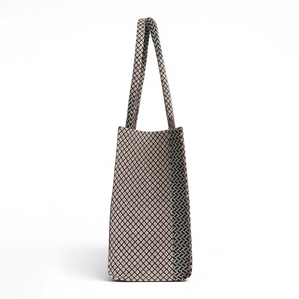 Plum Geo-Weave Jacquard Tote Bag