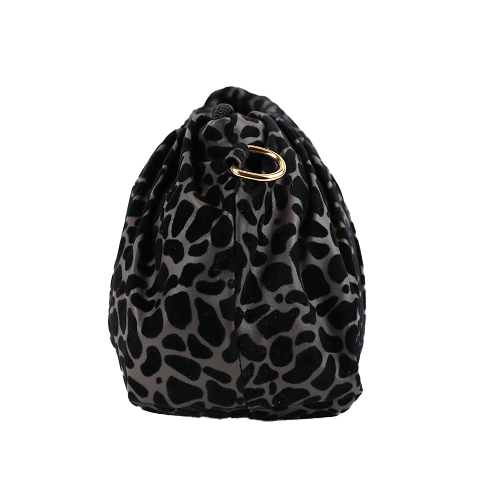 Velvet Pattern Shoulder Bag with Gold Chain Strap Teddy Charm Fashion