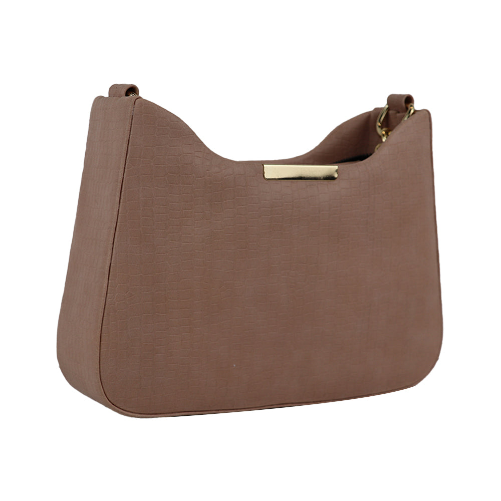 Texture Sling Bag with Gold Chain Strap