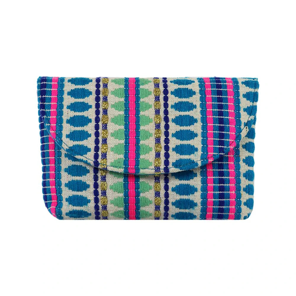 Women’s Multicolor Embroidered Clutch with Detachable Chain Strap - multiColor