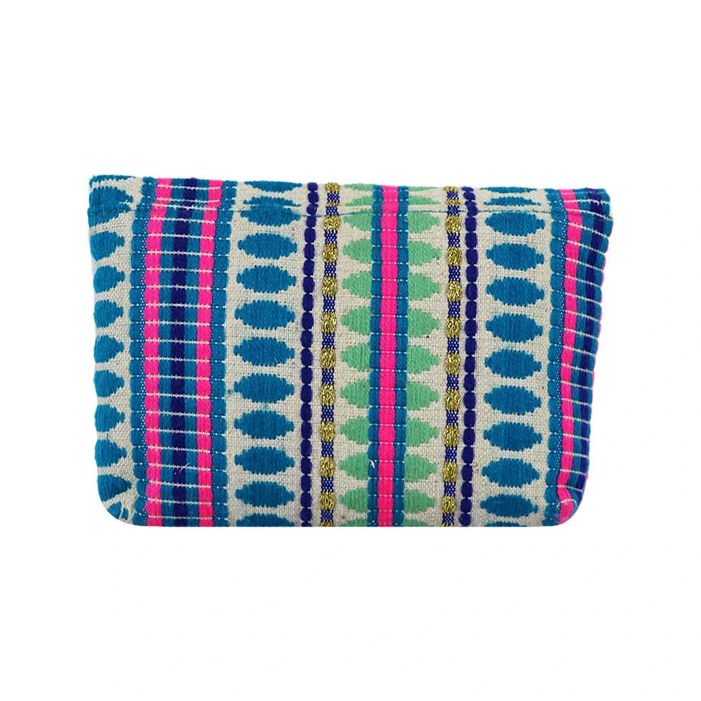 Women’s Multicolor Embroidered Clutch with Detachable Chain Strap