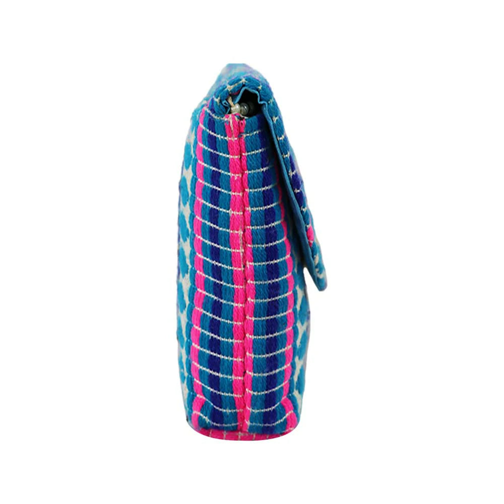 Women’s Multicolor Embroidered Clutch with Detachable Chain Strap