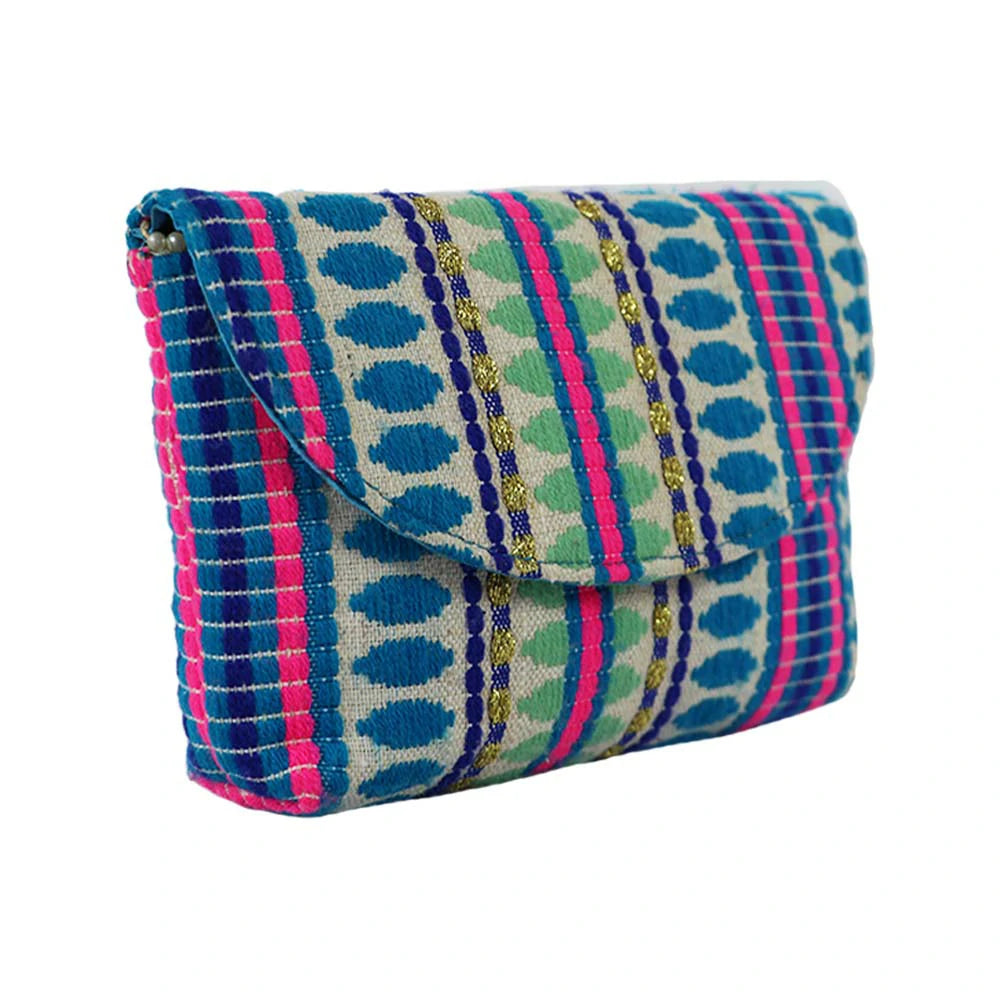 Women’s Multicolor Embroidered Clutch with Detachable Chain Strap