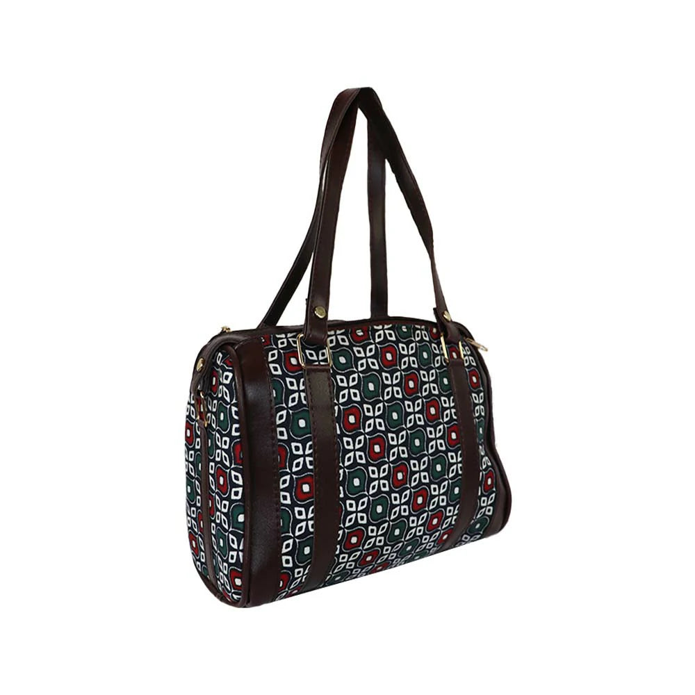 Printed Handbag for Women | Structured Shoulder Bag with Multiple Compartments | Stylish Everyday Carry