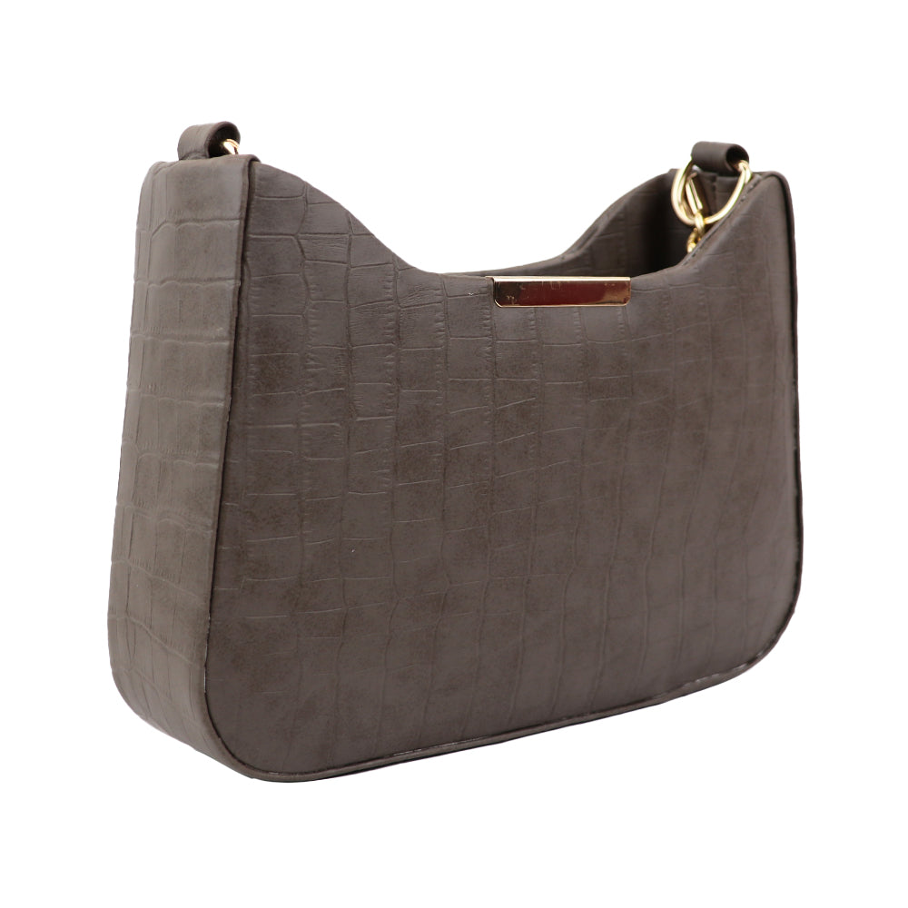 Texture Sling Bag with Gold Chain Strap