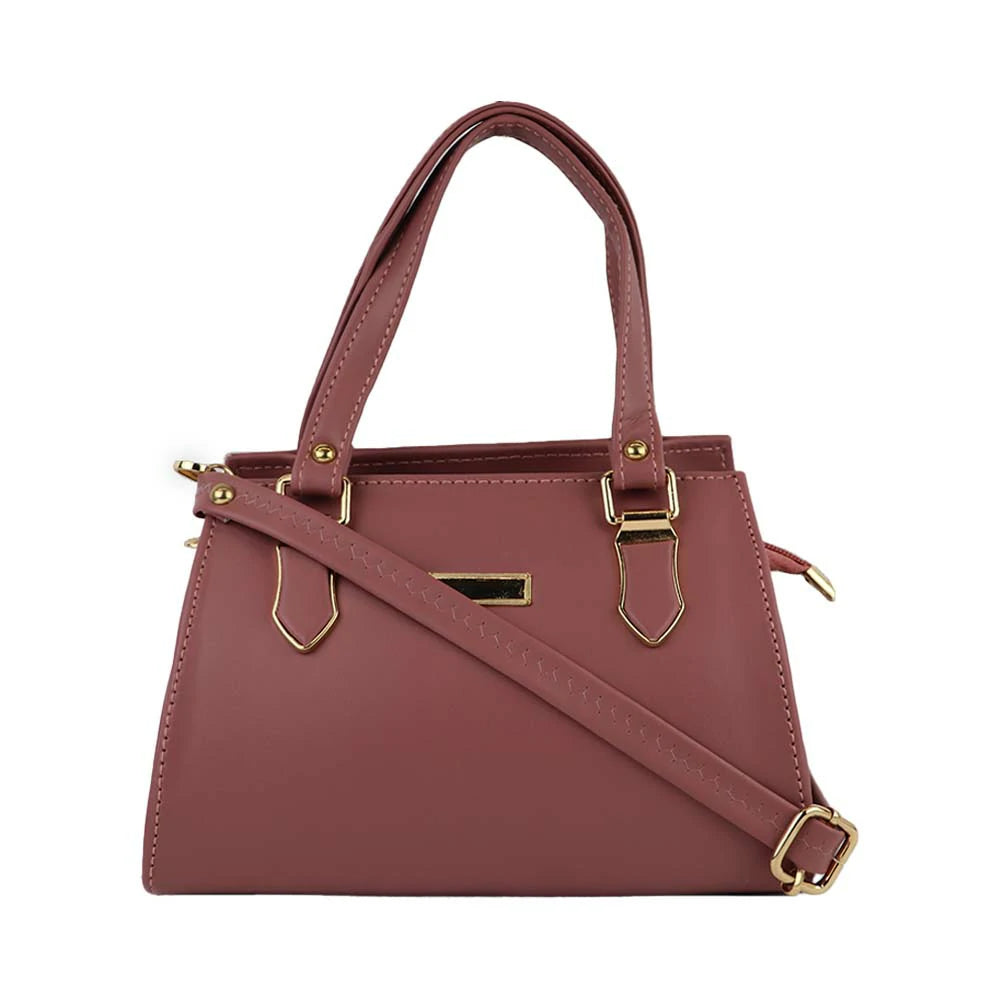 Women Structured Handbag with Detachable Sling Strap, Premium Finish.