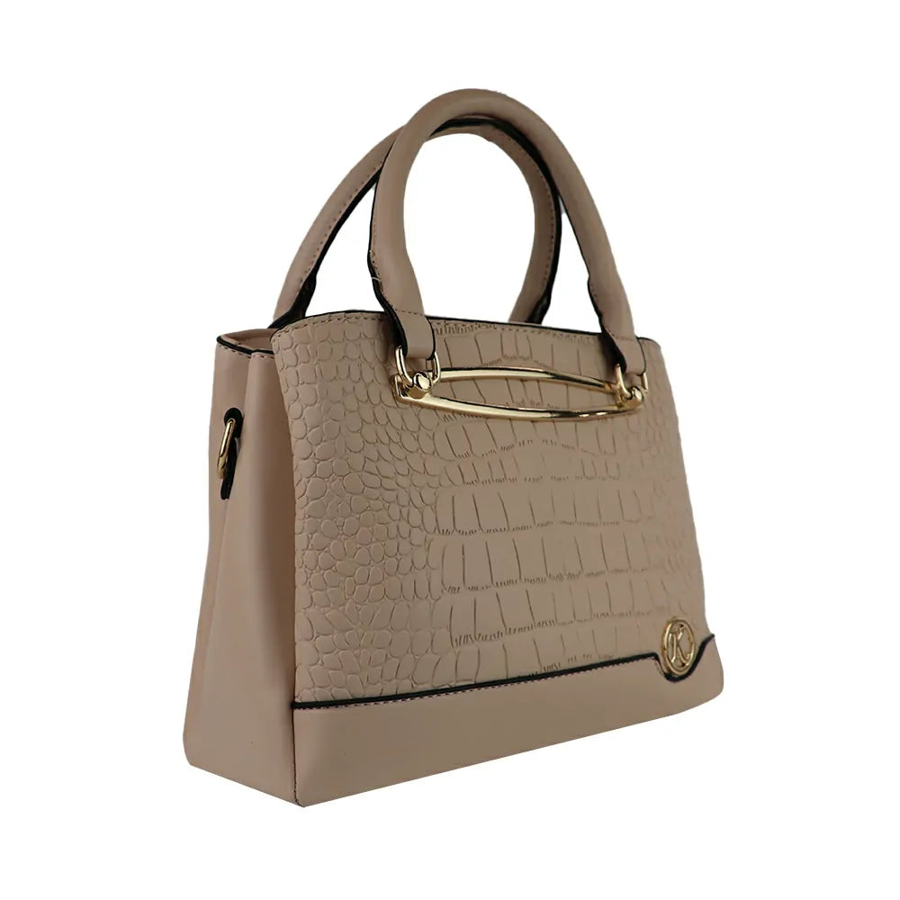 Texture Handbag with Top Handle & Sling Strap Stylish