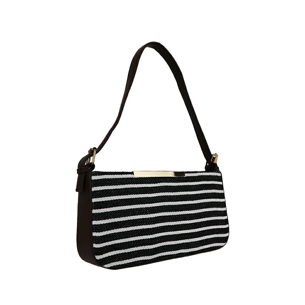 Embroidered Shoulder Bag with Detachable Strap and Zipper Closure