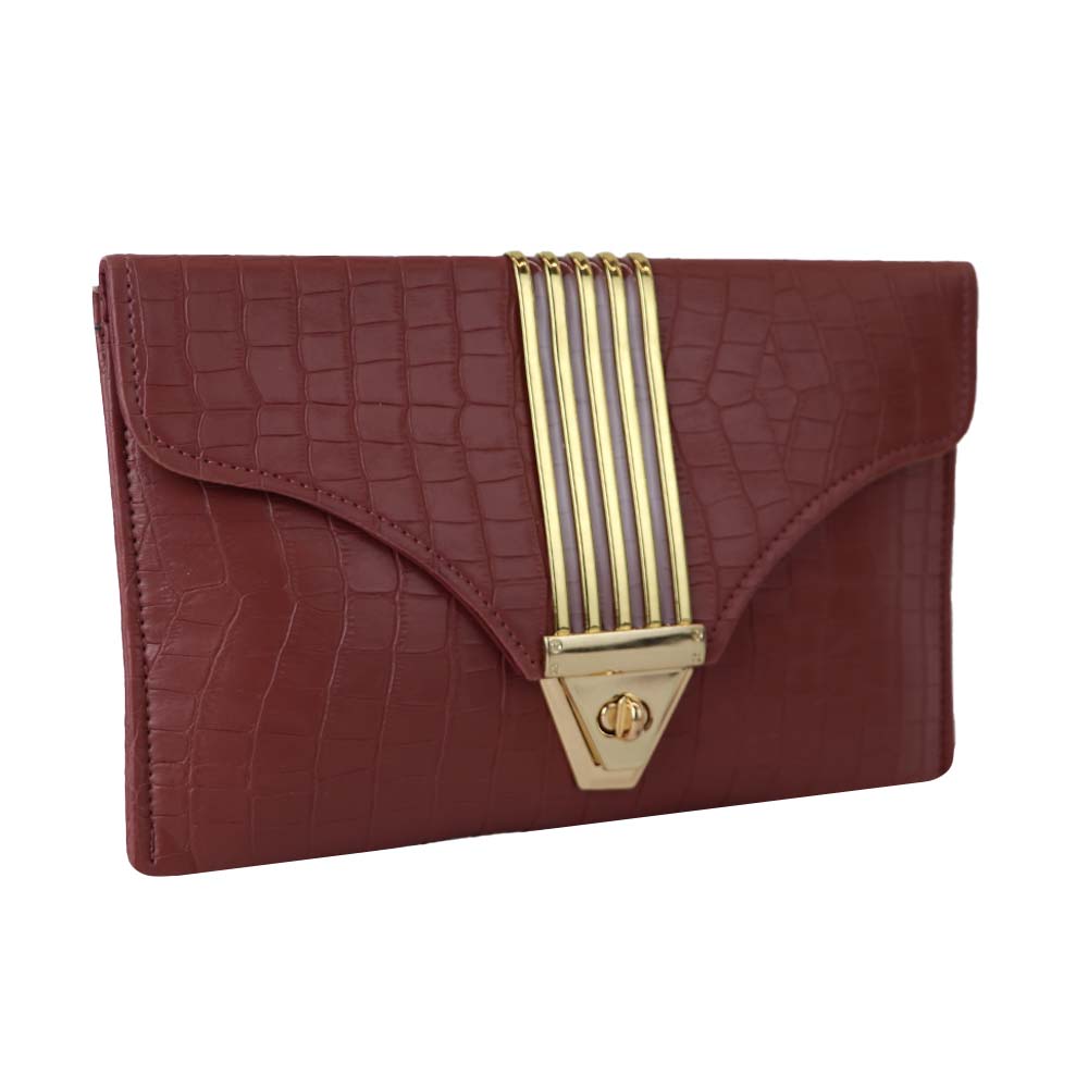 Texture Clutch Sling Bag with Gold Chain Strap Party clutch