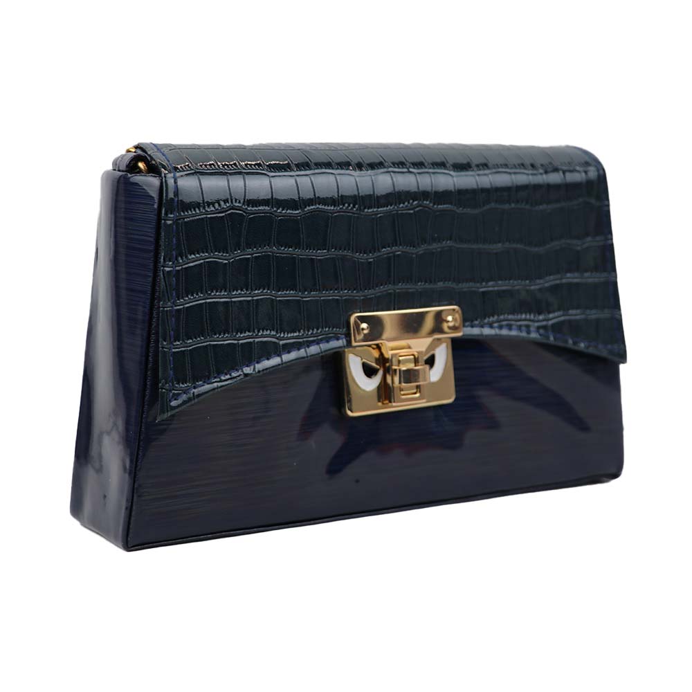 Texture Sling Bag with Gold Chain Strap