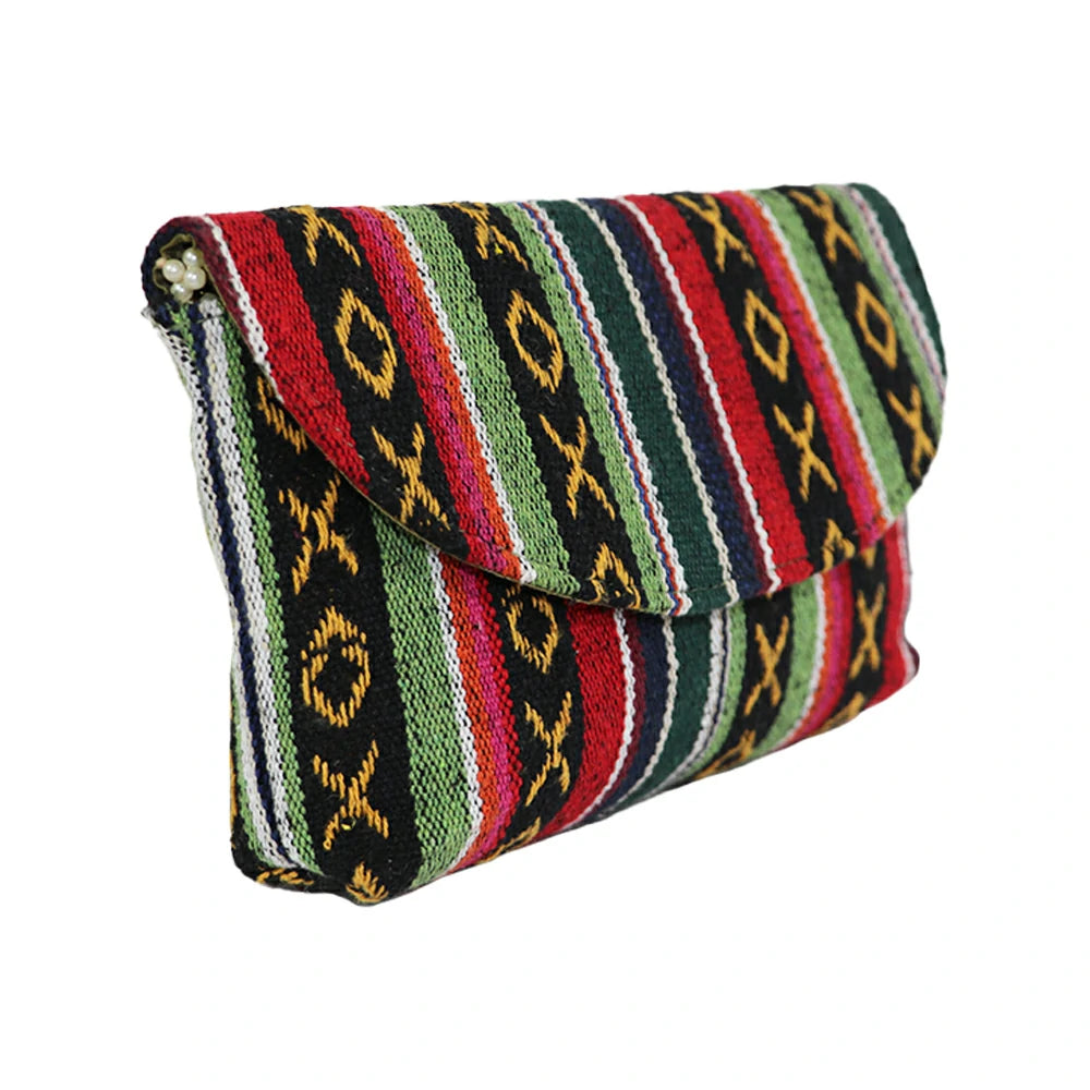 Women’s Multicolor Embroidered Clutch with Detachable Chain Strap