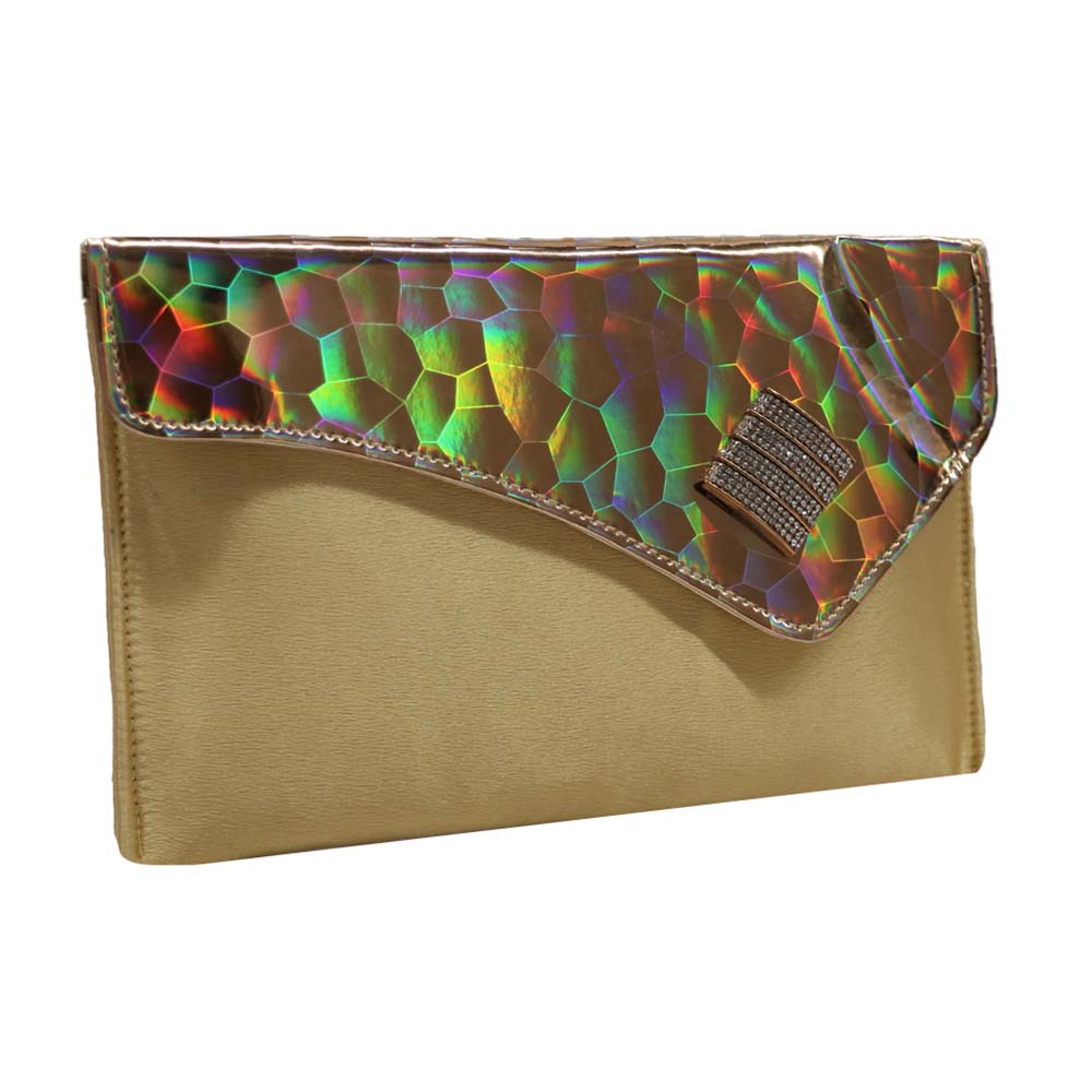 Texture Clutch Sling Bag with Gold Chain Strap Party clutch