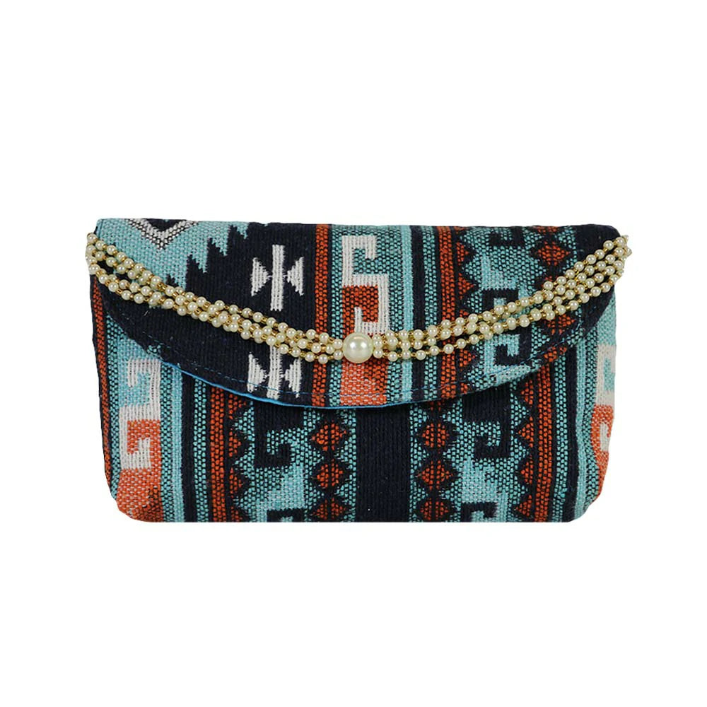 Women’s Multicolor Embroidered Clutch with Detachable Chain Strap