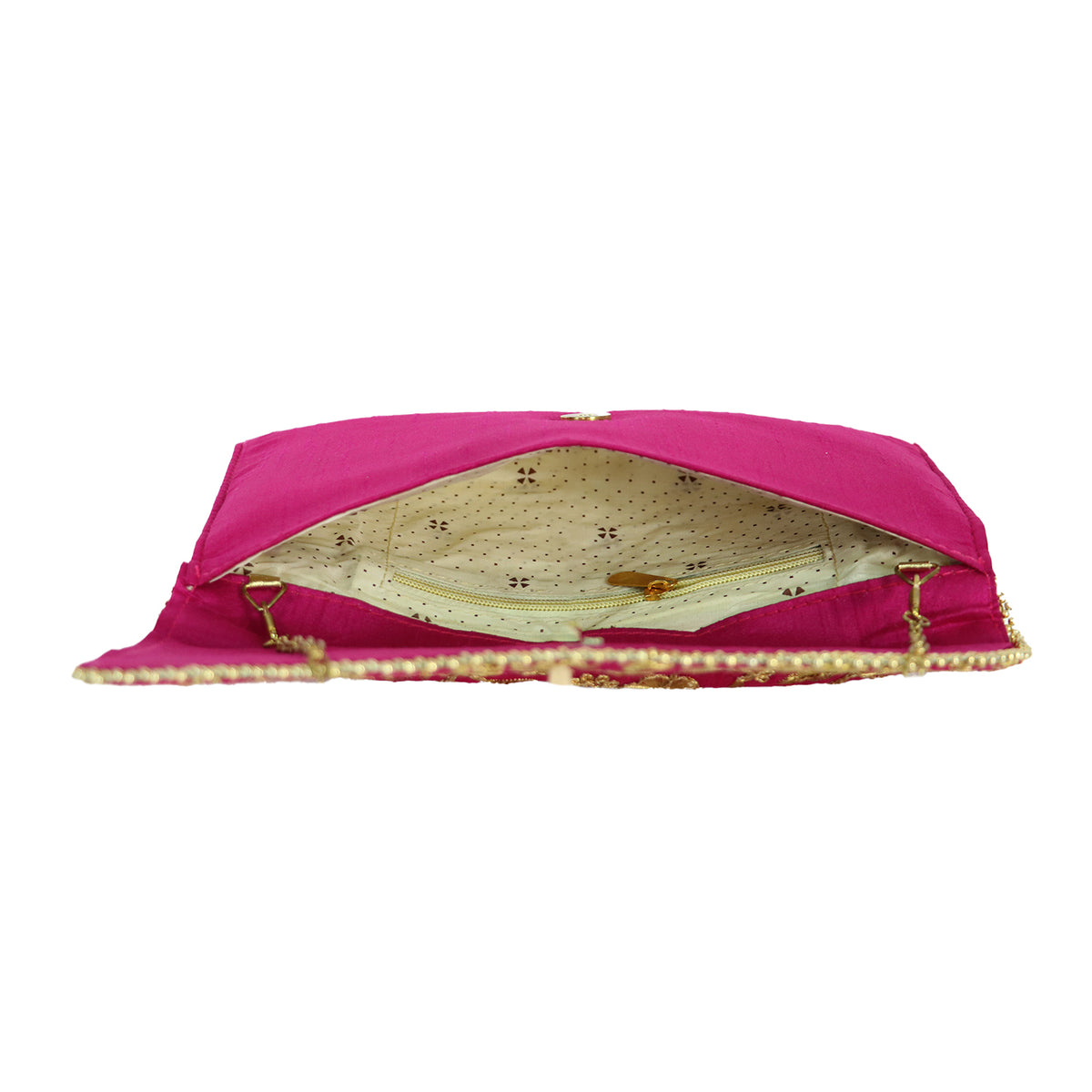 Women’s Woven Flap Clutch with Detachable Chain Strap