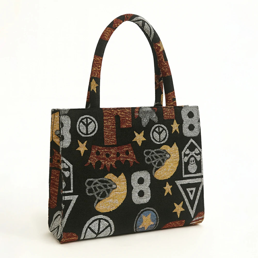 Monochrome Jungle Tapestry Tote Bag