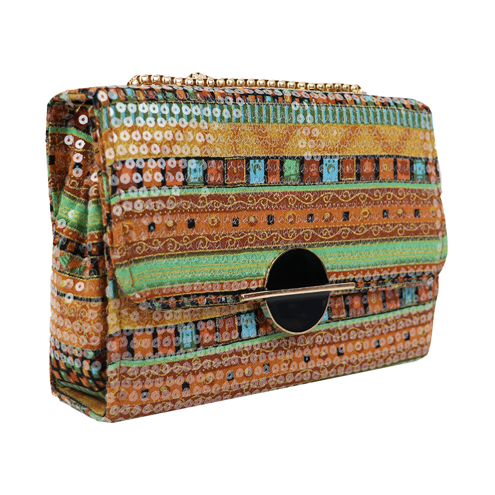 Clutch Bag with Gold Chain Strap Stylish Party Handbag