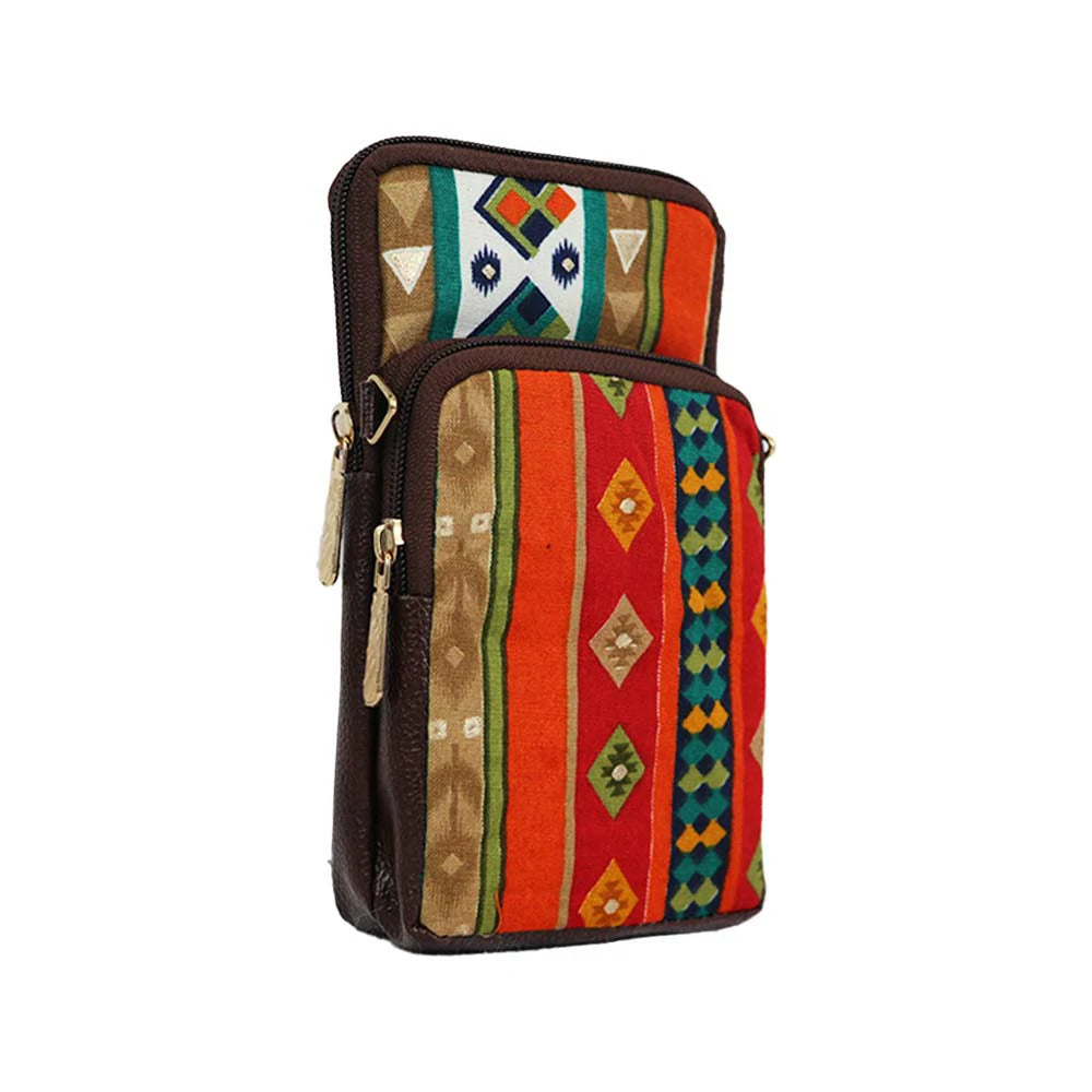 Multicolor Printed Sling Bag with Dual Zipper
