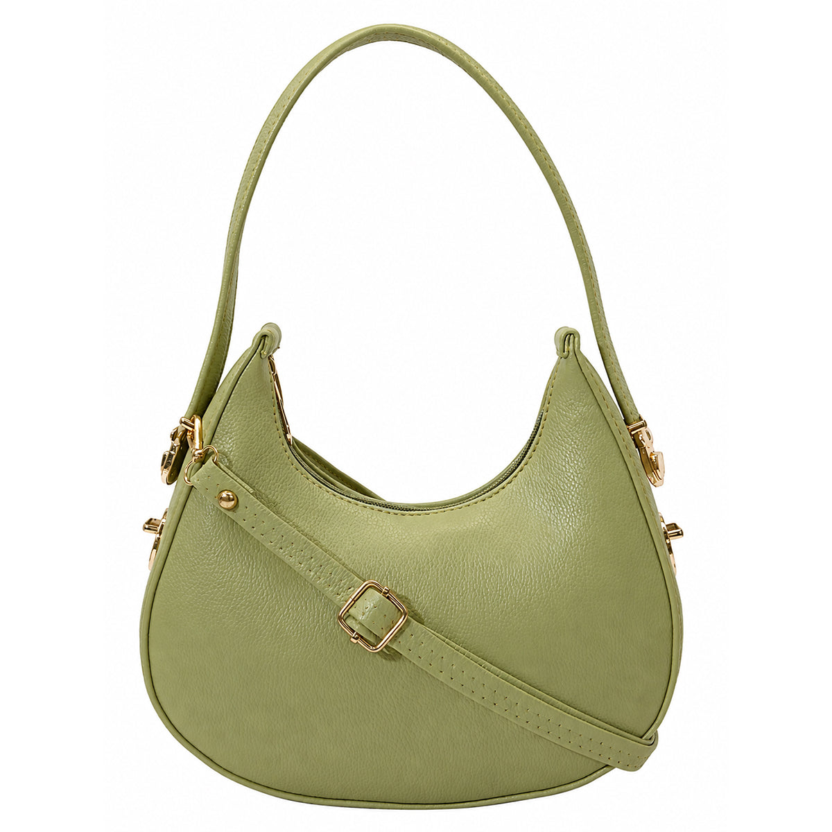 Women’s Handbag with Detachable Adjustable Shoulder Strap - Golden Green