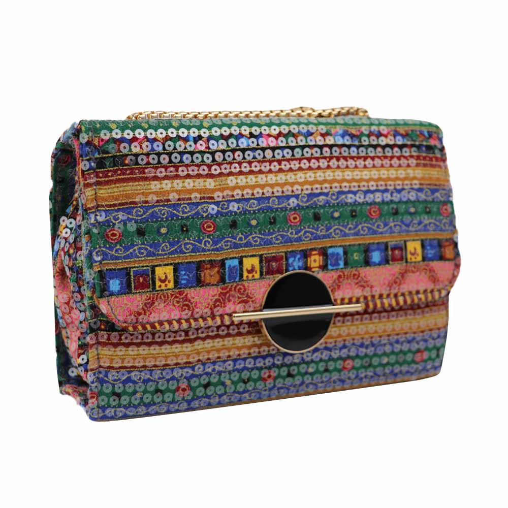 Clutch Bag with Gold Chain Strap Stylish Party Handbag