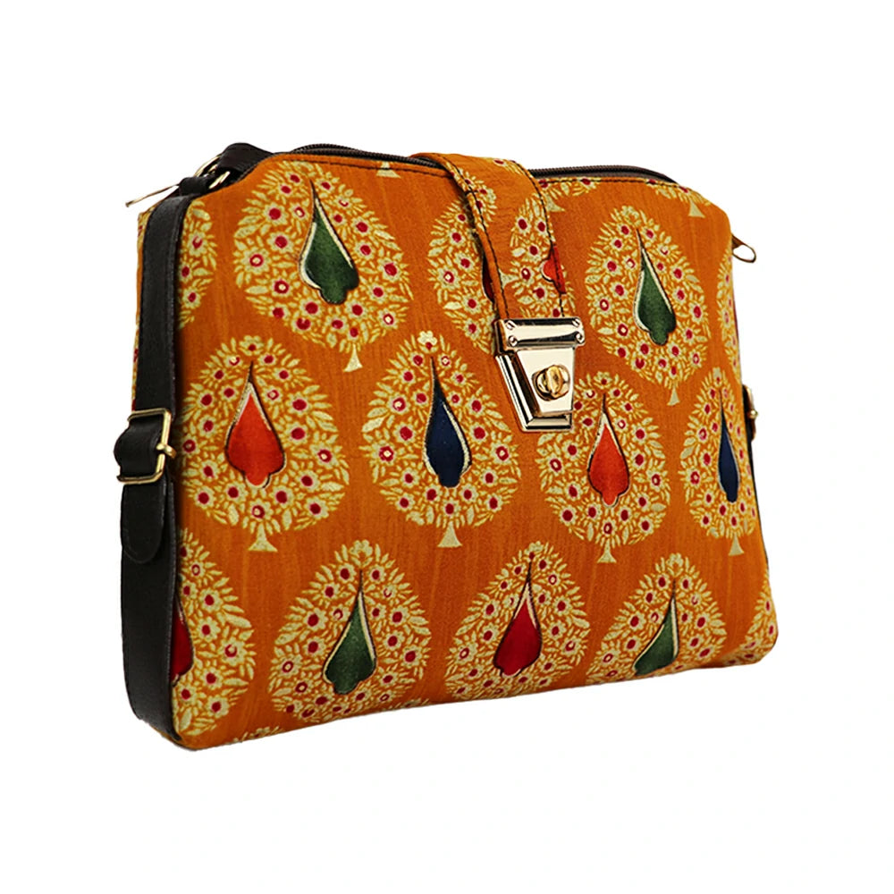 Printed Sling Bag for Women | Crossbody Handbag with Multiple Compartments | Stylish Daily Use Bag