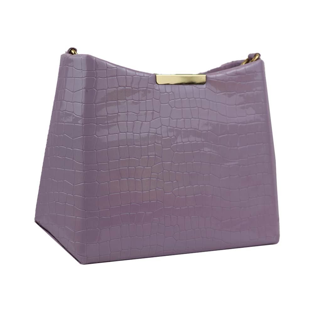 Texture Chain Strap Handbag with Detachable Sling Strap Stylis